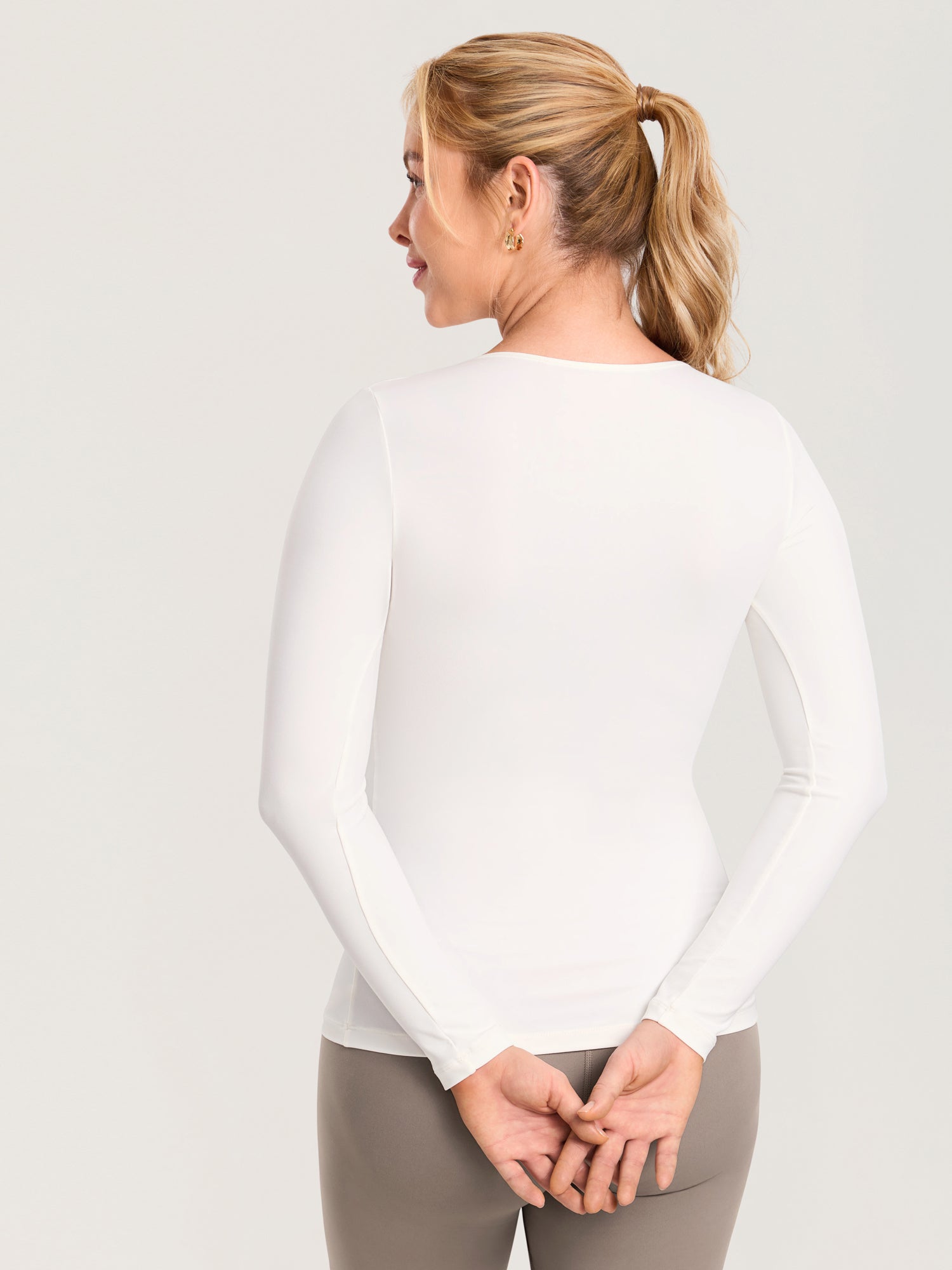 AirSoft Crossover Maternity & Nursing Top - Long Sleeves Iceland White