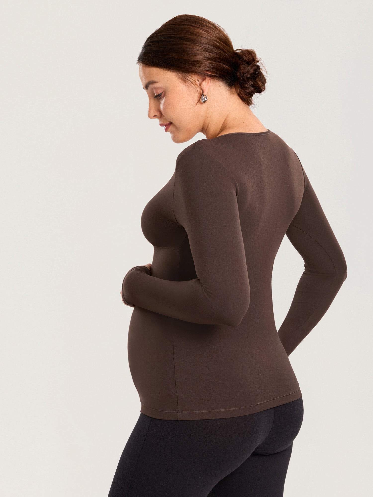 AirSoft Crossover Maternity & Nursing Top - Long Sleeves Clay Brown