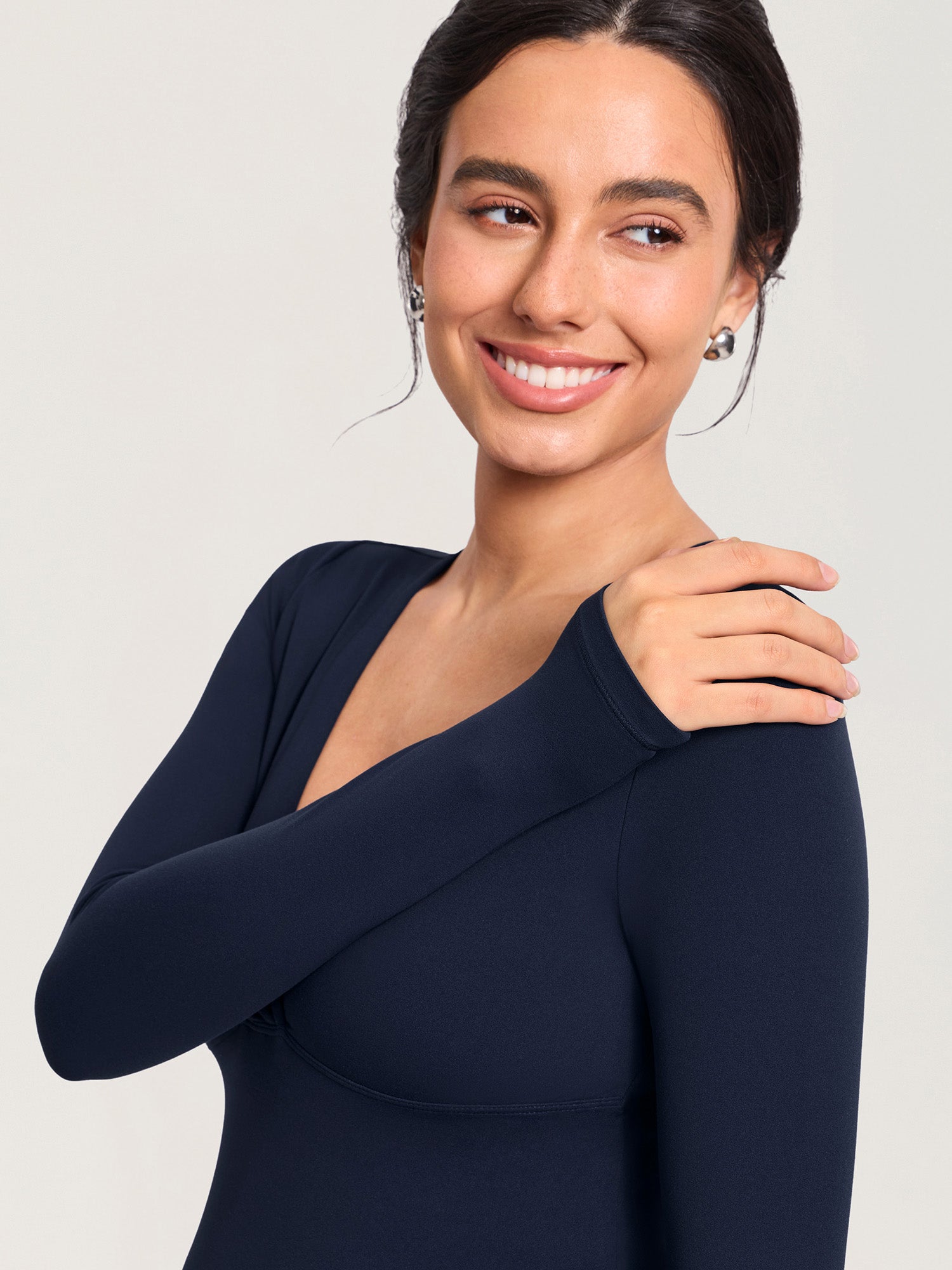 AirSoft Crossover Maternity & Nursing Top - Long Sleeves Deep Ocean Blue