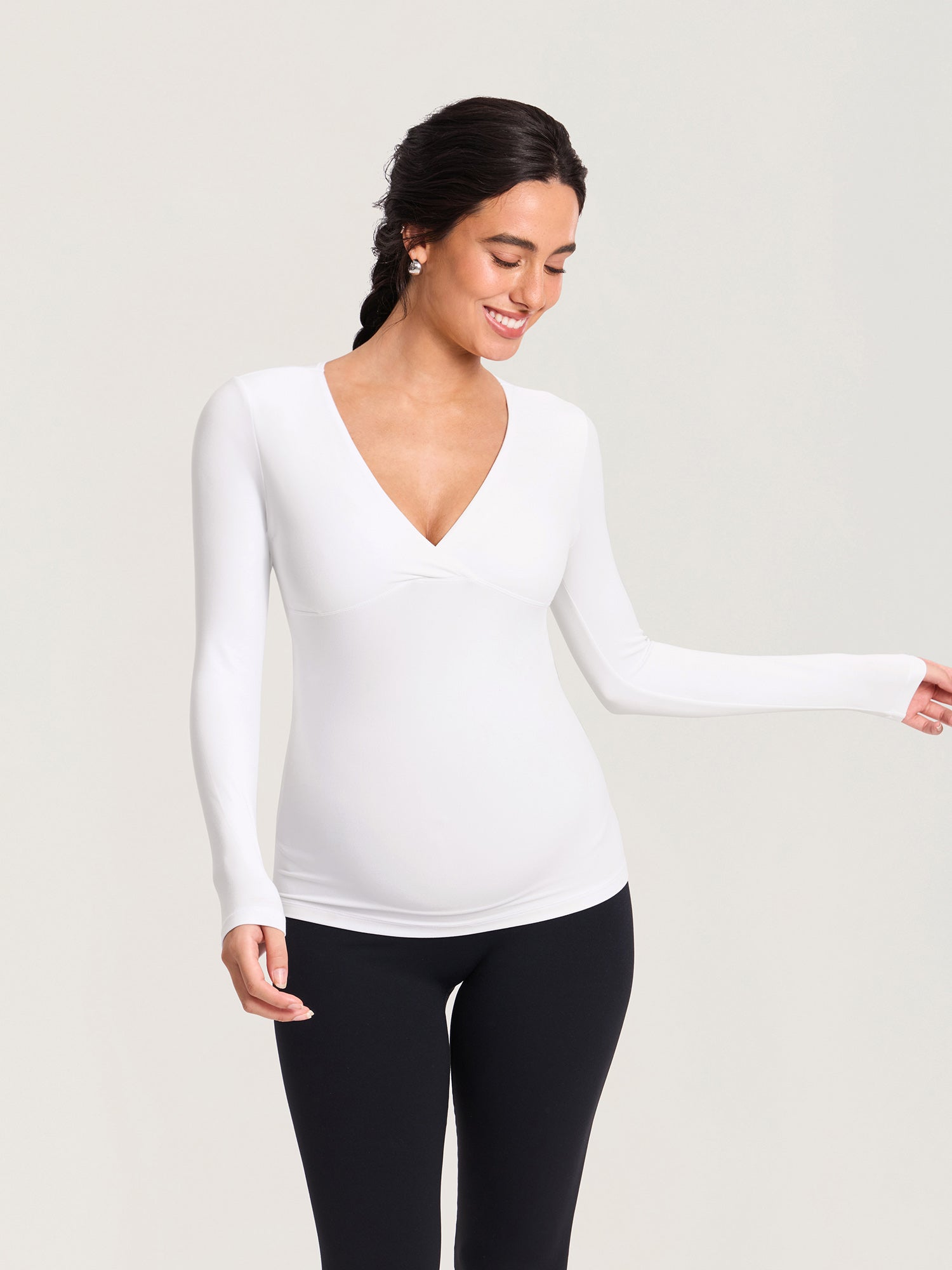 AirSoft Crossover Maternity & Nursing Top - Long Sleeves Snow White