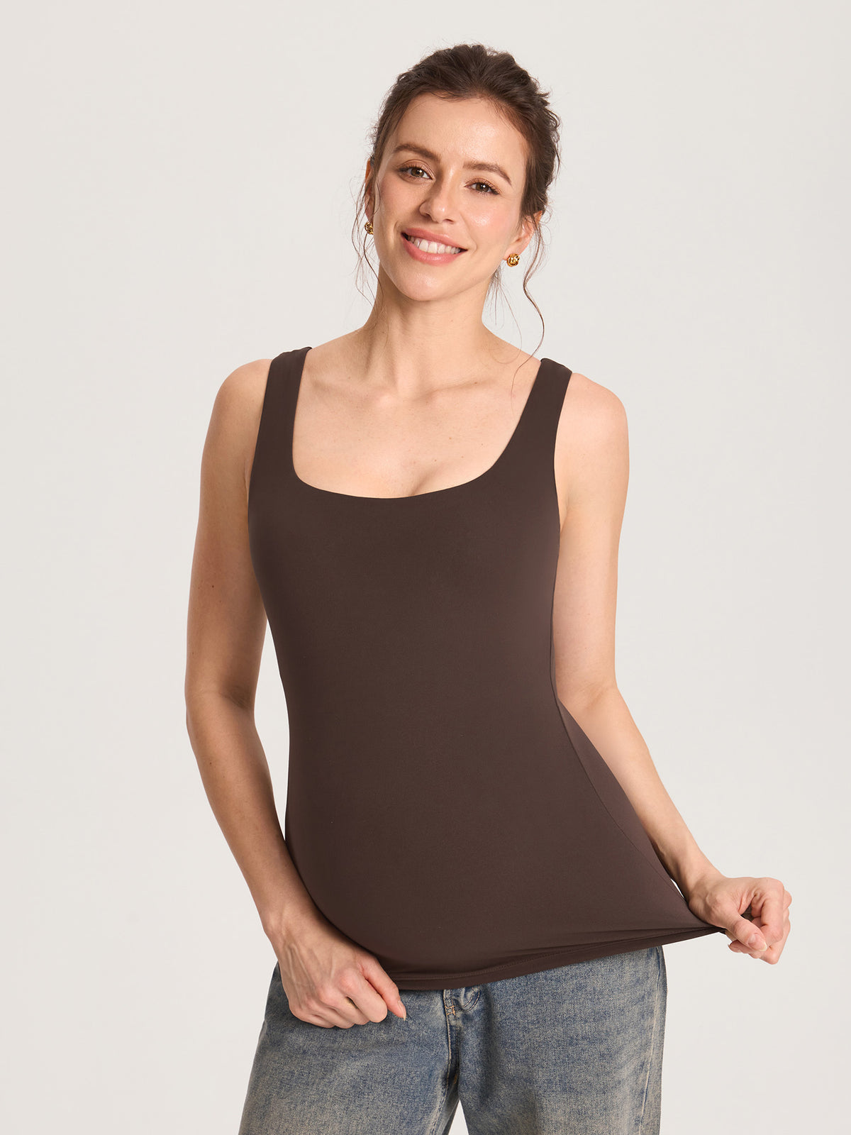 Airsofta Fixed Cup Maternity Tank Top Clay Brown