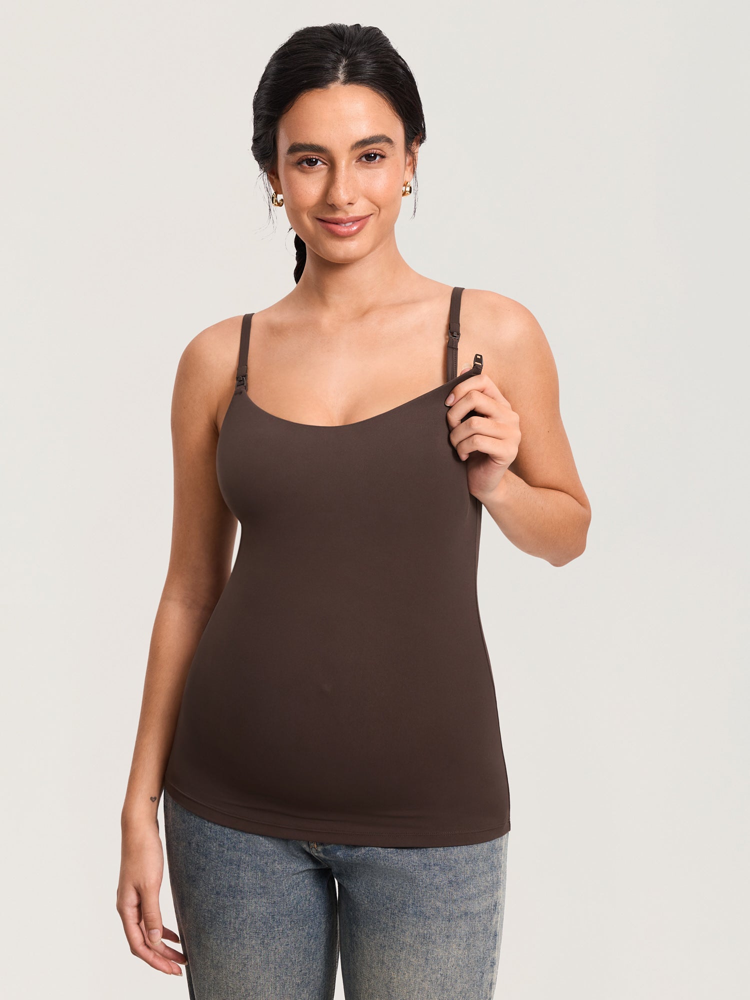 Airsofta Fixed Cup Nursing Cami Tank Clay Brown
