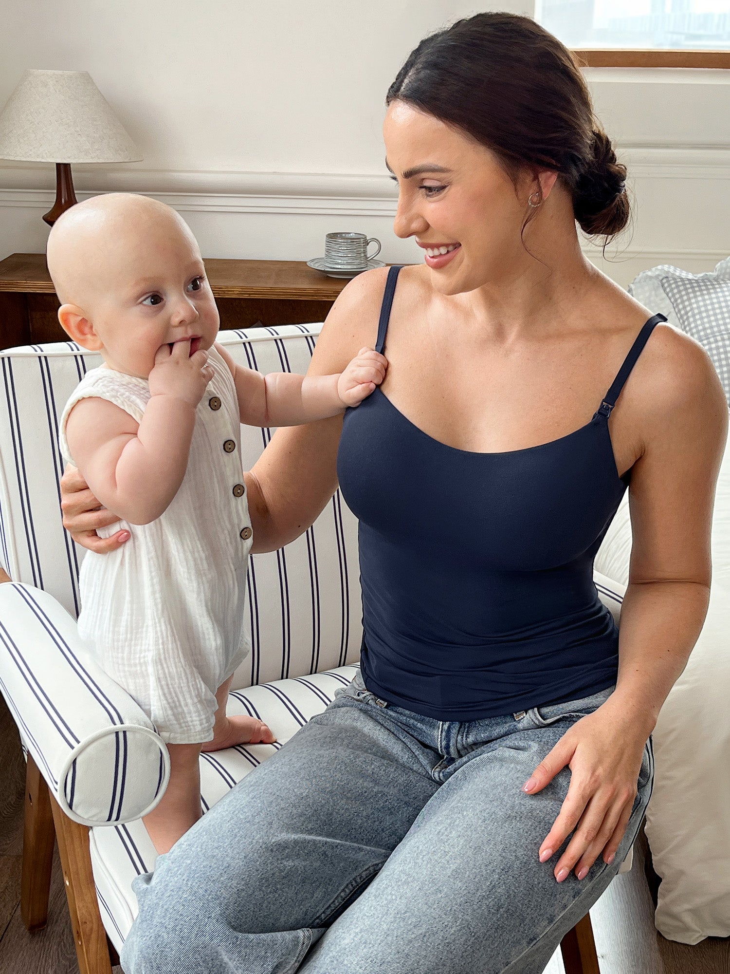 Airsofta Fixed Cup Nursing Cami Tank Twilight Blue