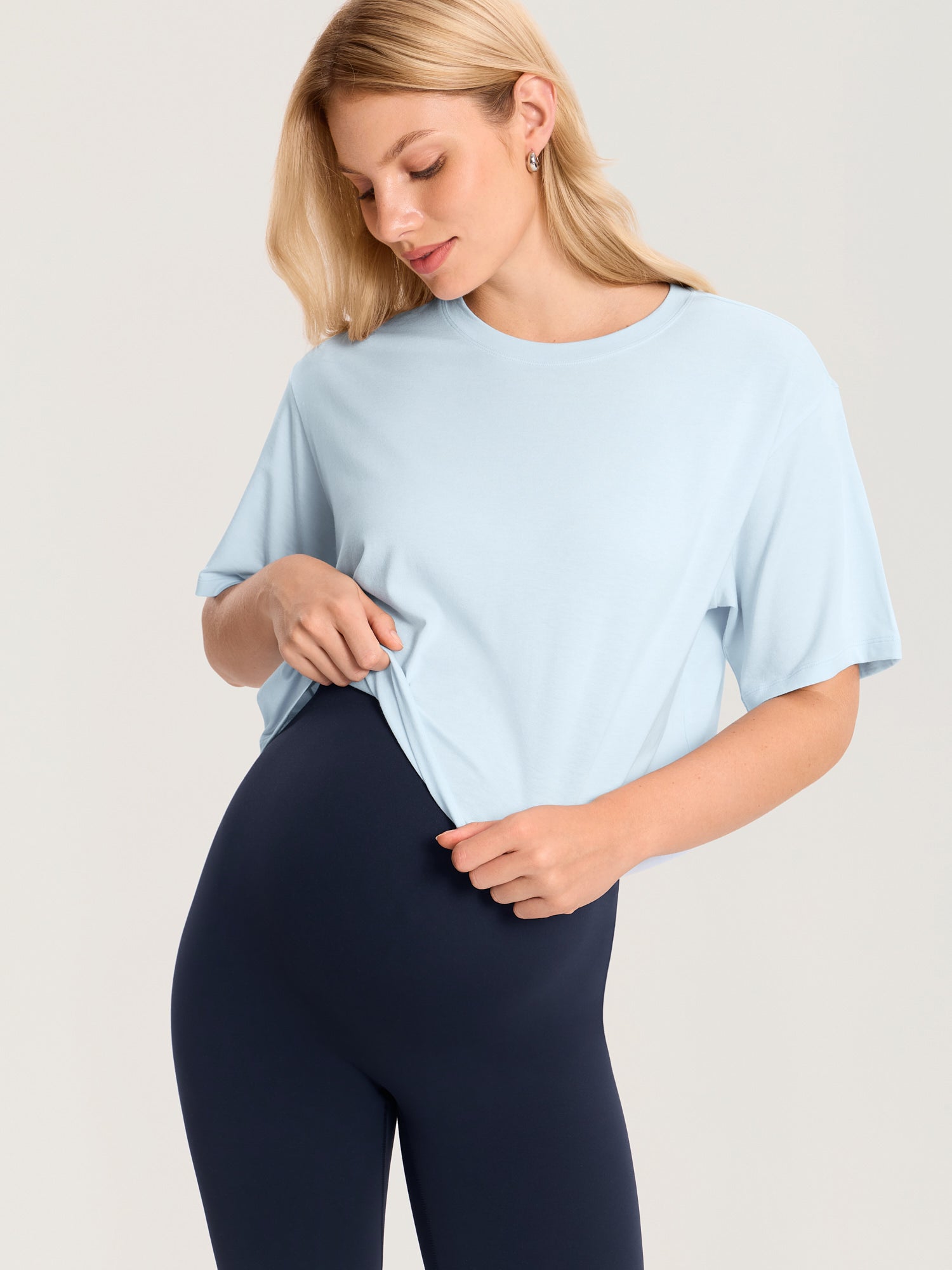 Modal Cotton Short Sleeve Loose Crop Tee ICE