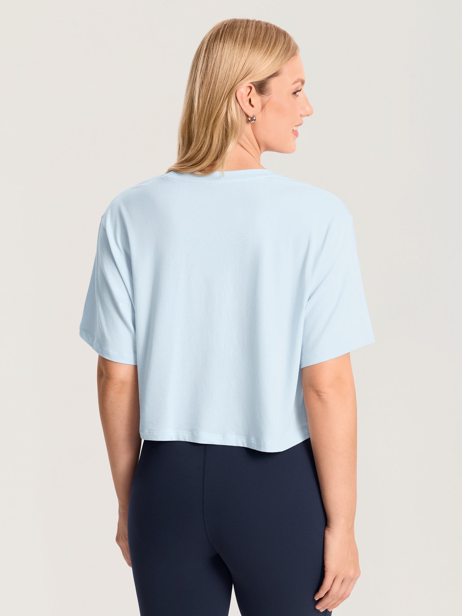 Modal Cotton Short Sleeve Loose Crop Tee ICE