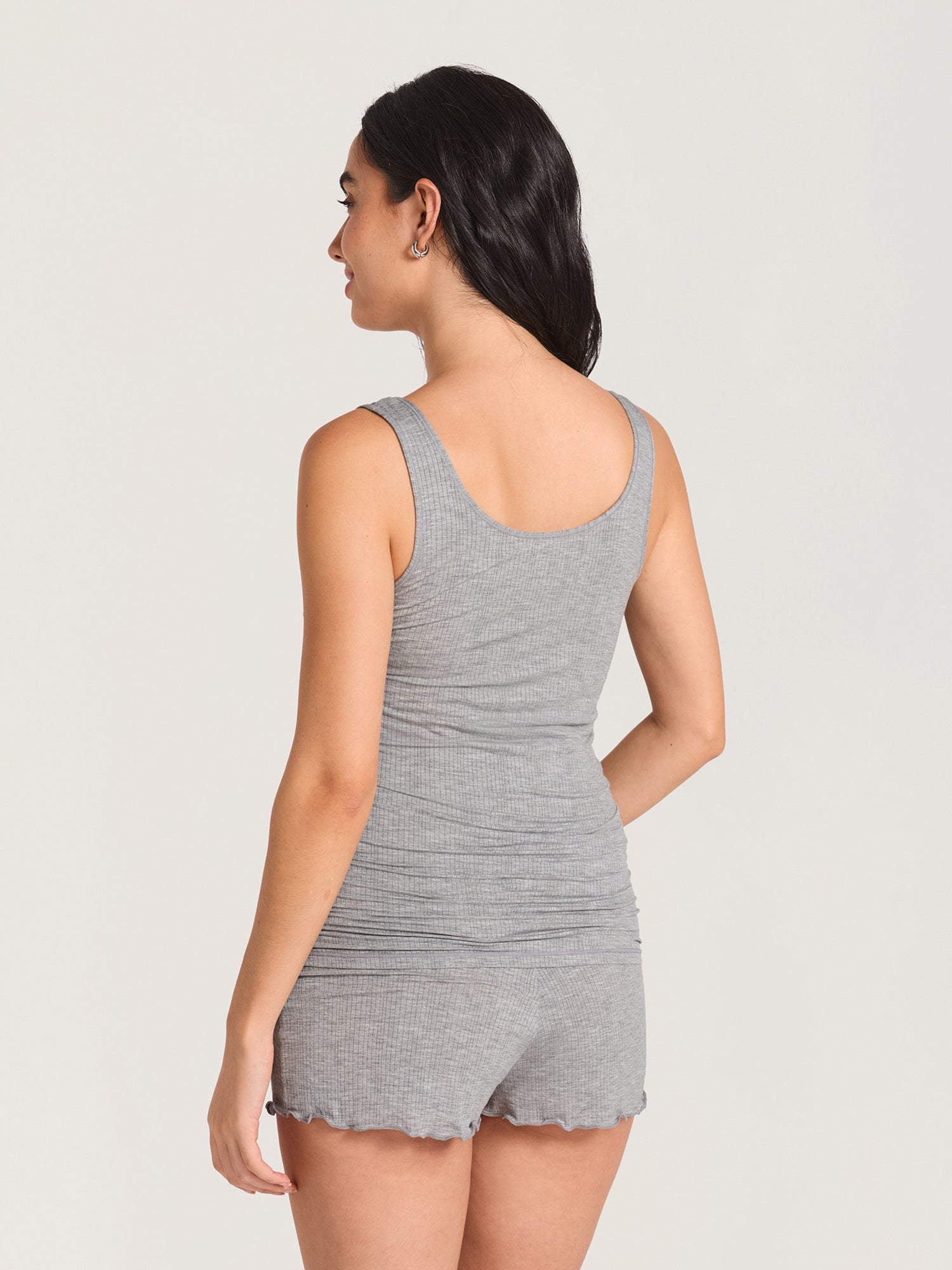 Naturveil Modal Ribbed Maternity Lounge Tank Moon Heather Grey