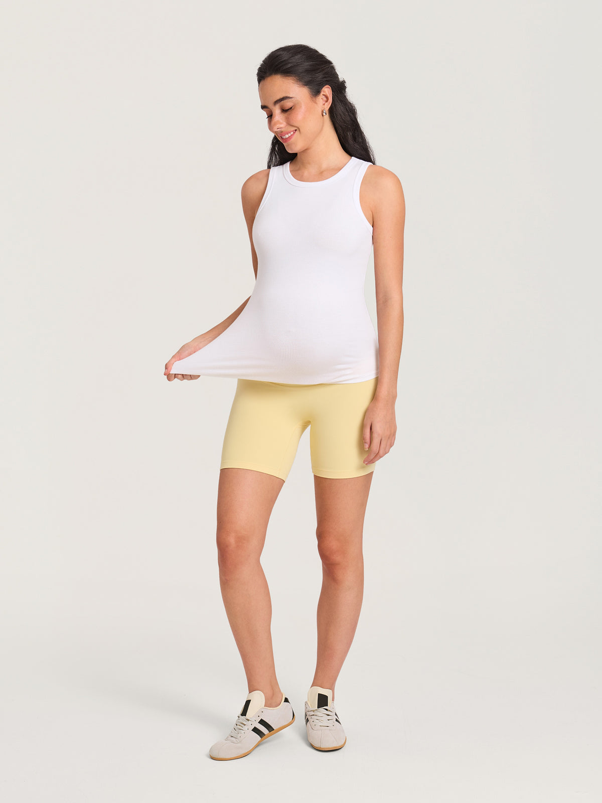 Cotton Rib Crew Neck Maternity Tank Top White