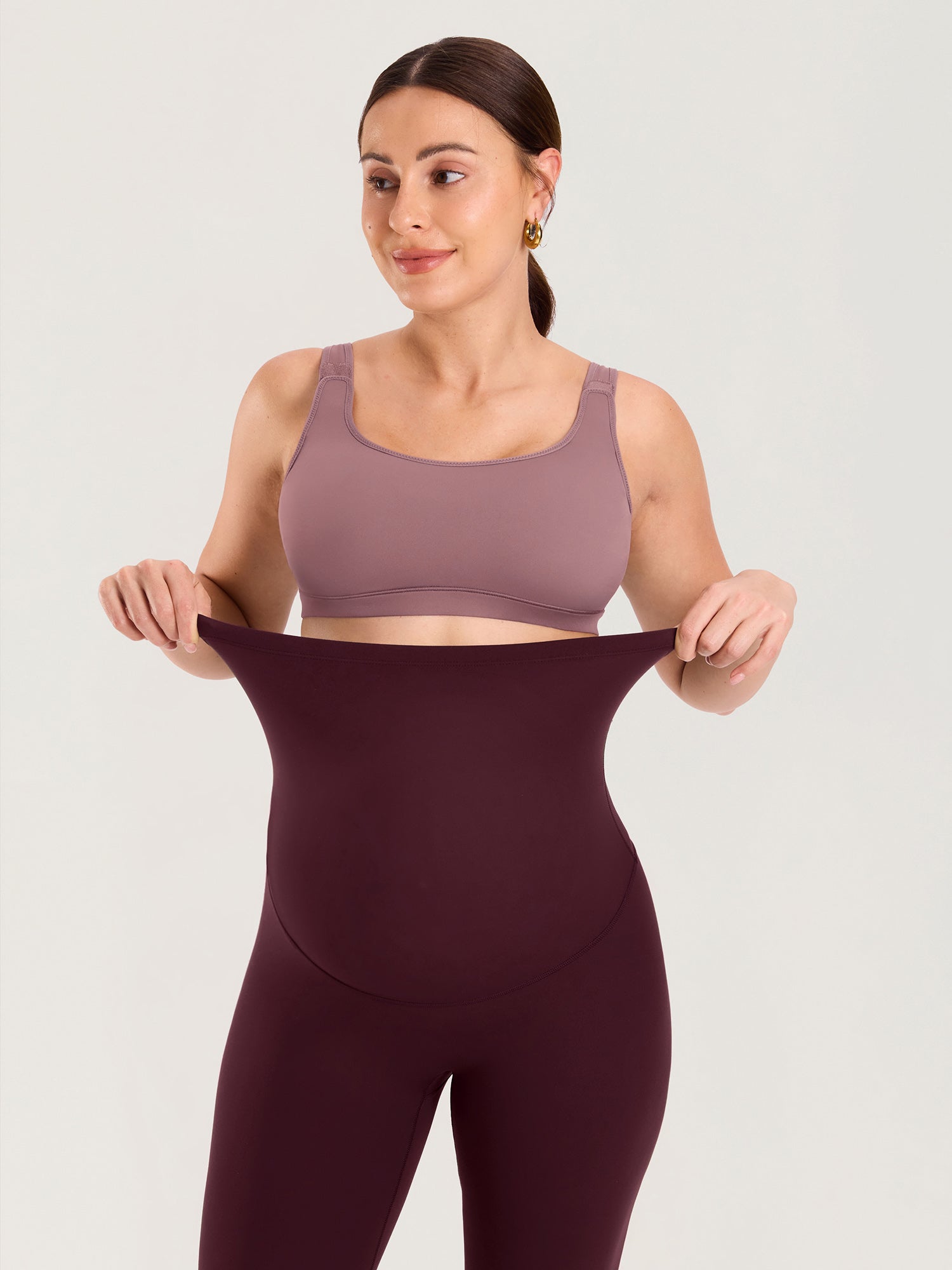 Natrelax® No Front Seam Maternity Flare Leggings 31.5" Ripe Plum