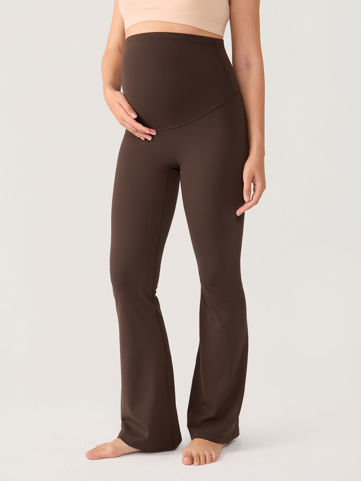 Natrelax® No Front Seam Maternity Flare Leggings 29.5" Clay Brown