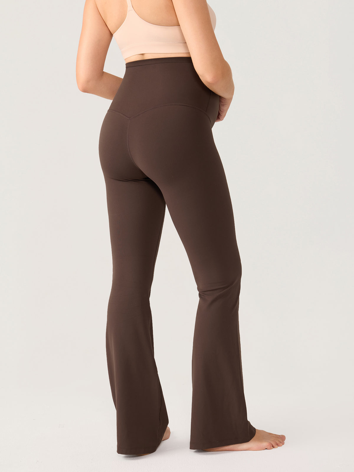 Natrelax® No Front Seam Maternity Flare Leggings 29.5" Clay Brown