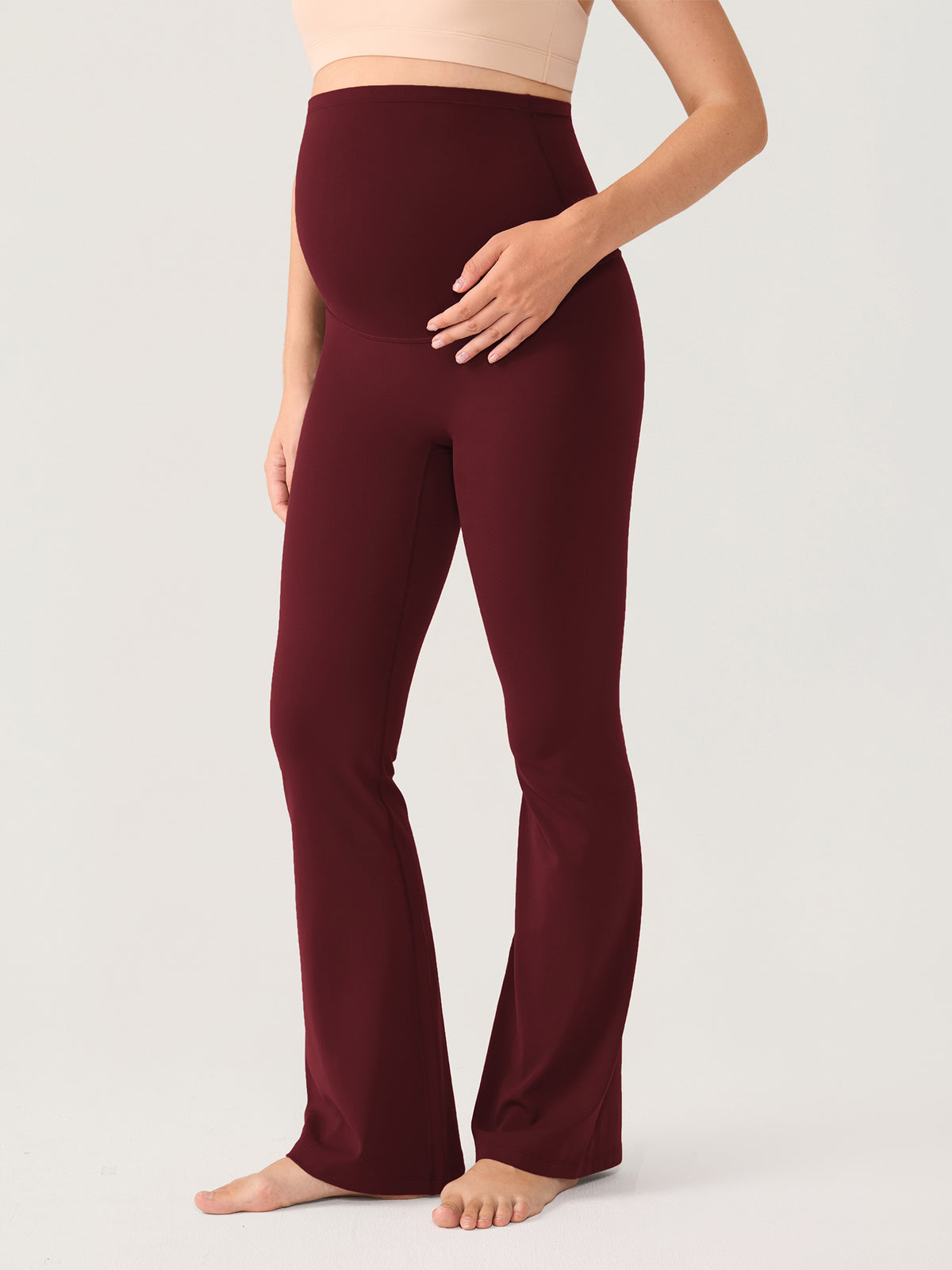 Natrelax® No Front Seam Maternity Flare Leggings 29.5" Red Merlot