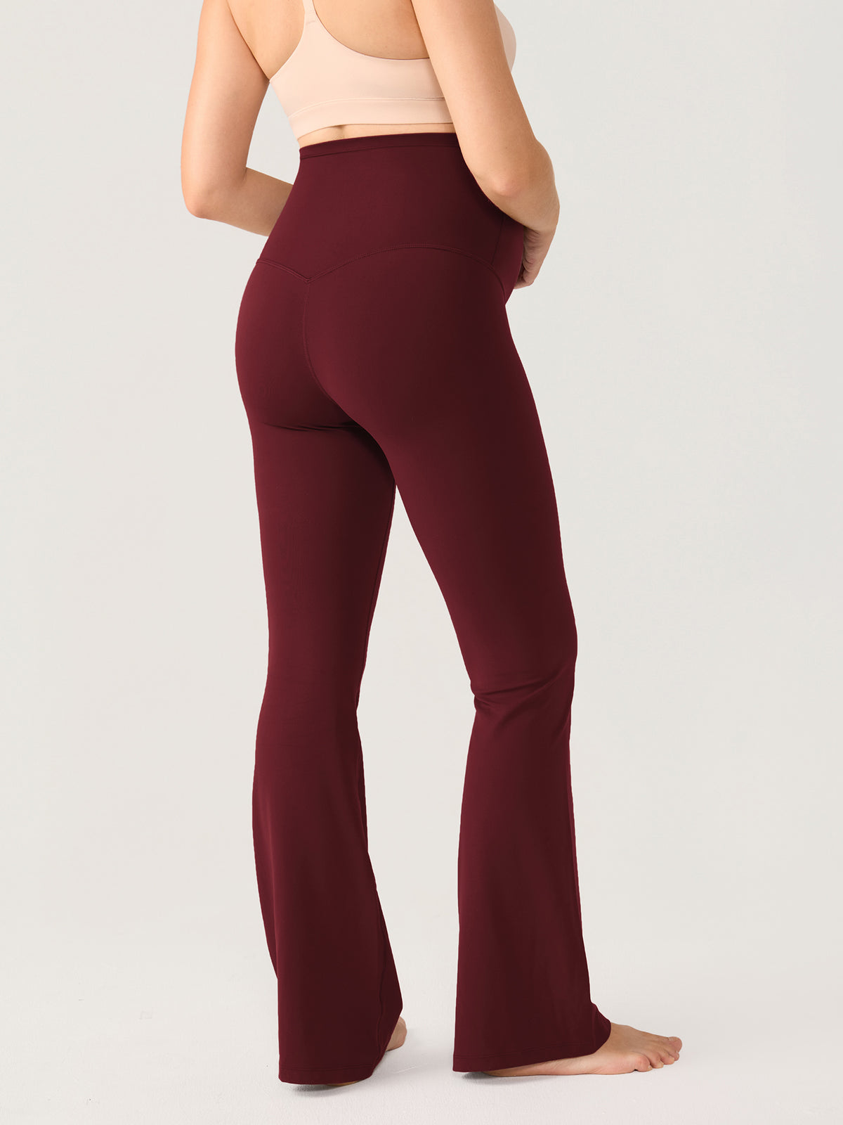 Natrelax® No Front Seam Maternity Flare Leggings 29.5" Red Merlot