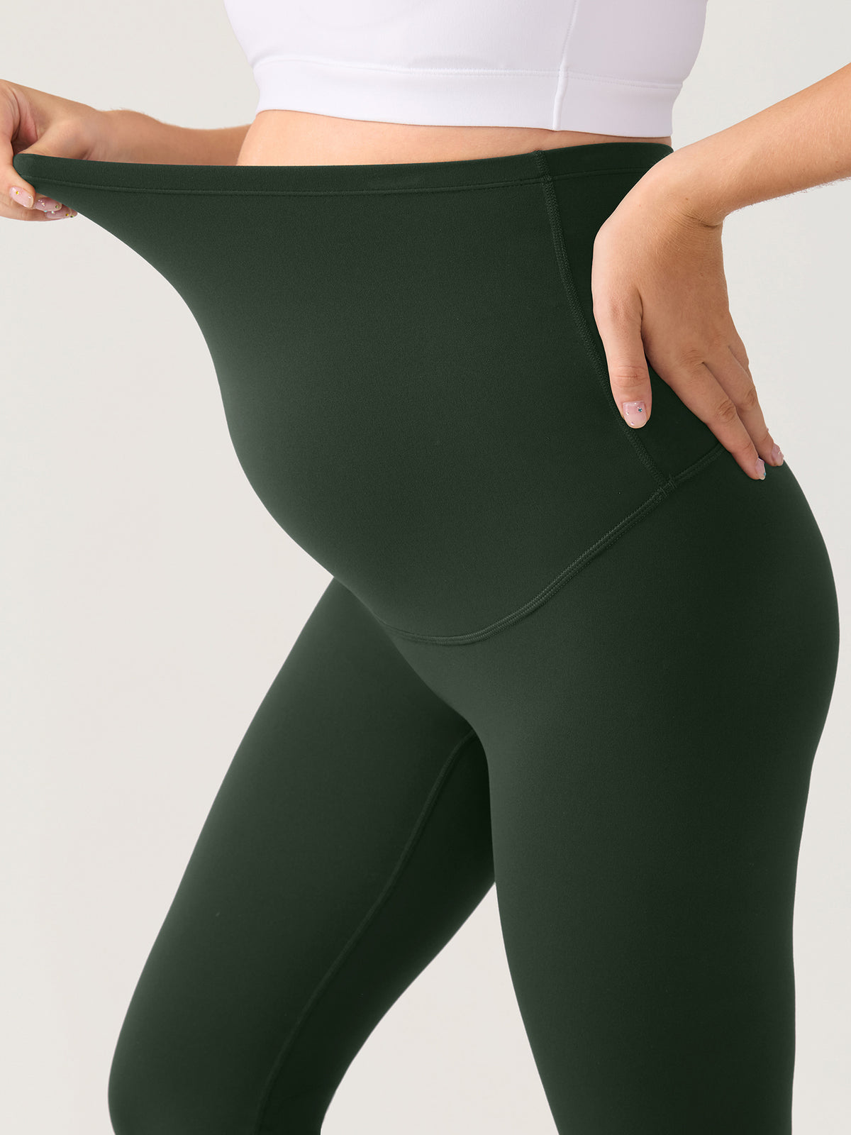 Natrelax® No Front Seam Maternity Flare Leggings 29.5" Legend Green