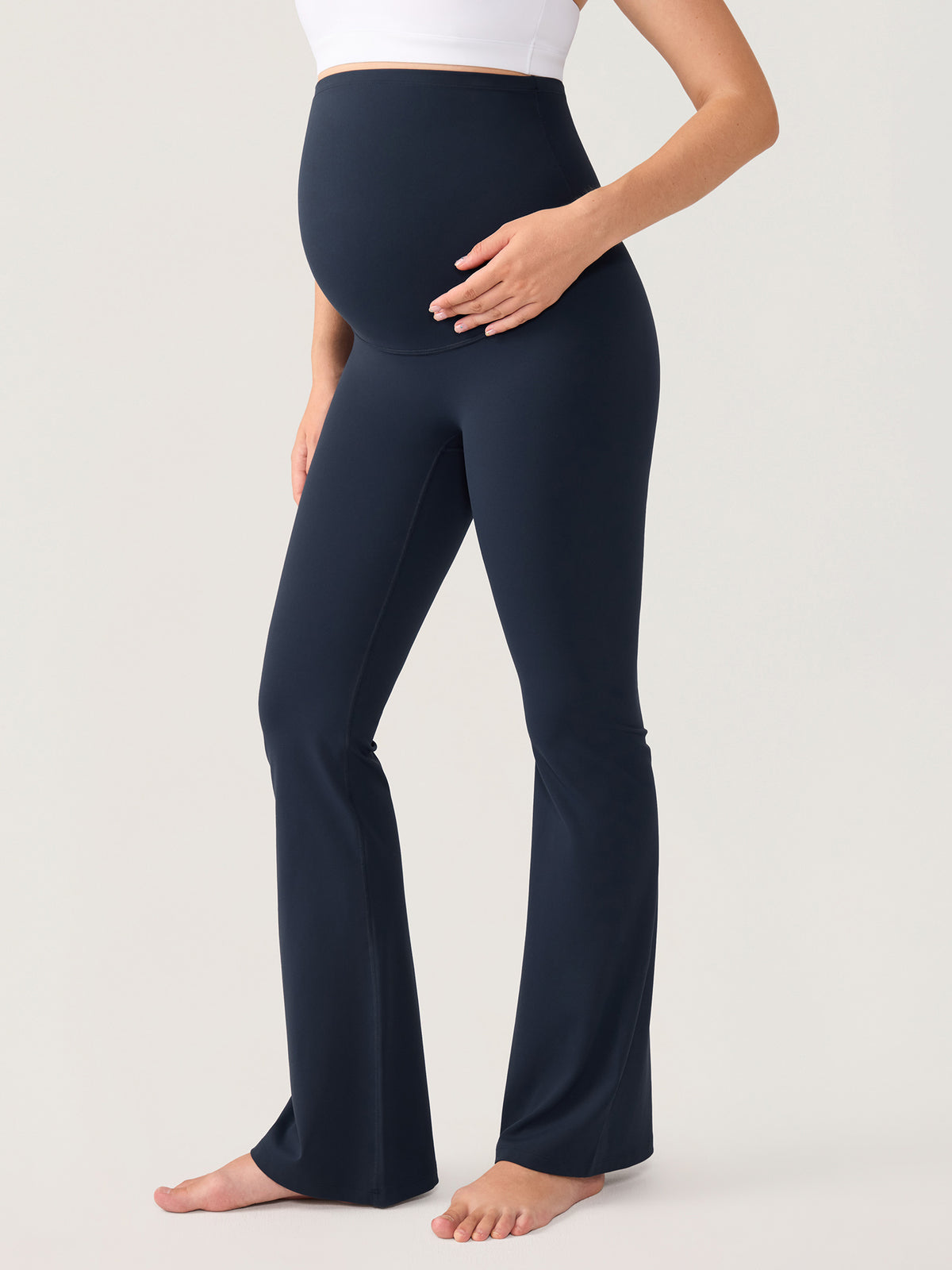 Natrelax® No Front Seam Maternity Flare Leggings 33.5" Twilight Blue