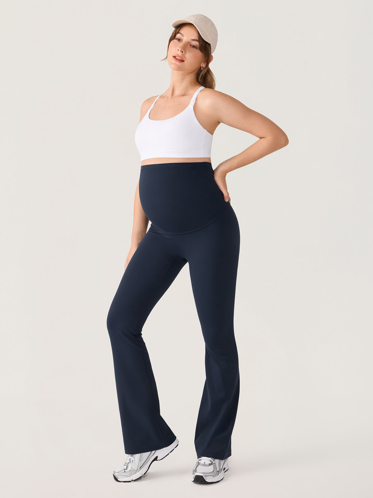 Natrelax® No Front Seam Maternity Flare Leggings 33.5" Twilight Blue