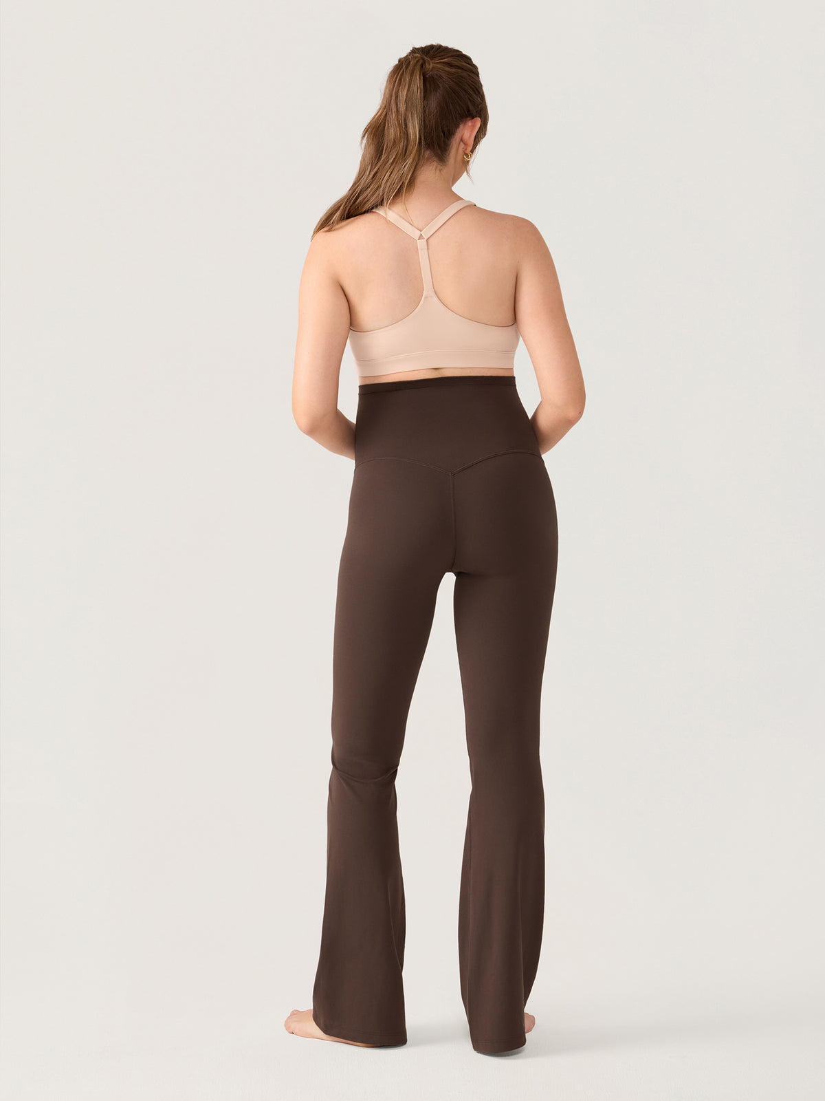 Natrelax® No Front Seam Maternity Flare Leggings 33.5" Clay Brown