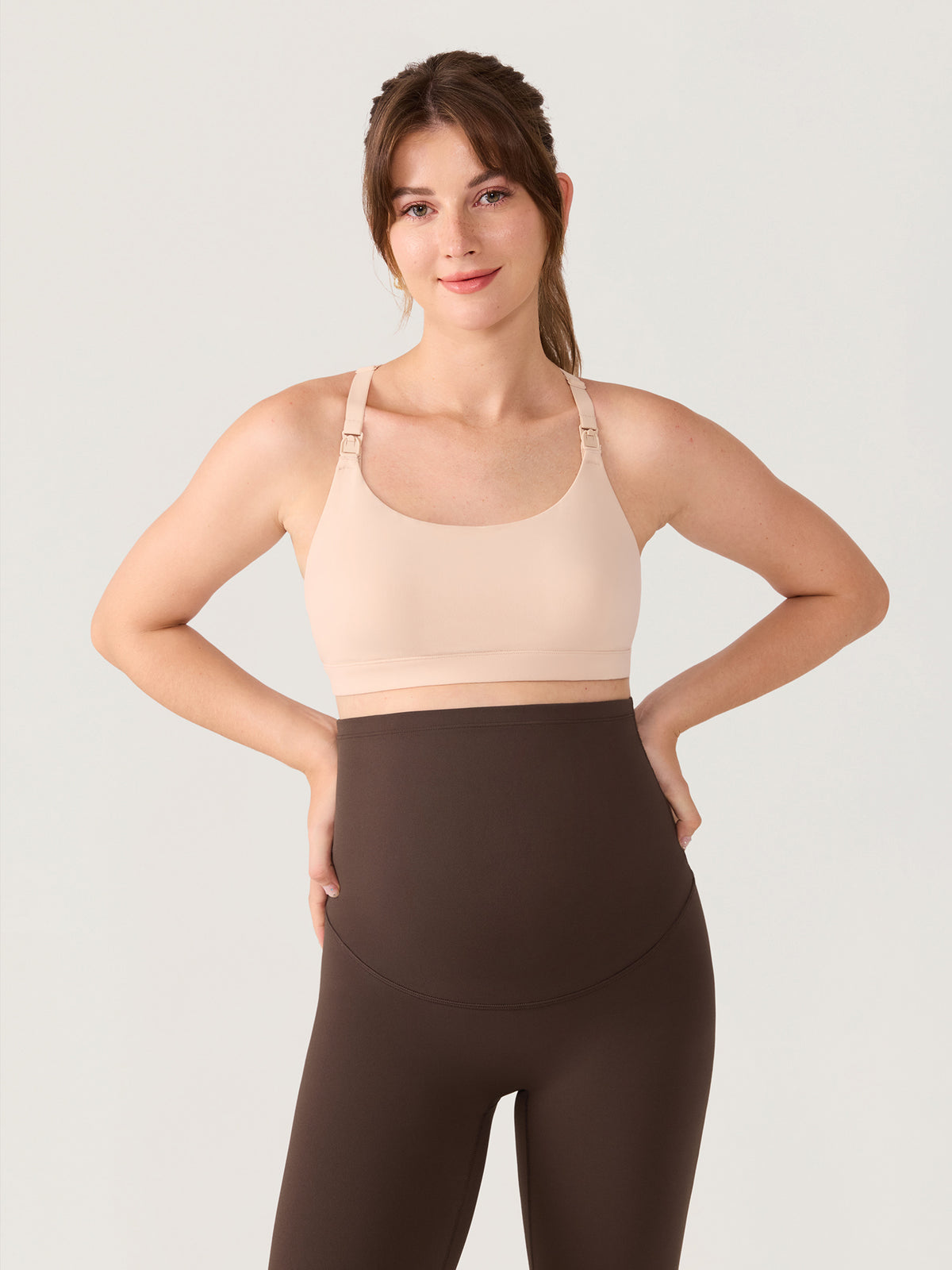 Natrelax® No Front Seam Maternity Flare Leggings 33.5" Clay Brown