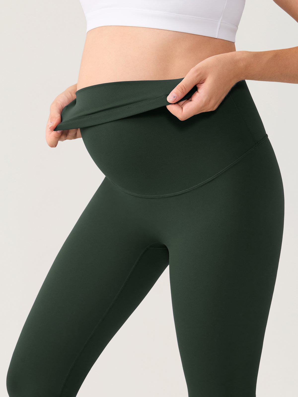 Natrelax® No Front Seam Maternity Flare Leggings 33.5" Legend Green