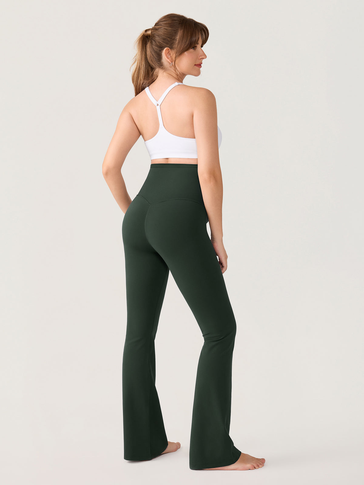 Natrelax® No Front Seam Maternity Flare Leggings 33.5" Legend Green