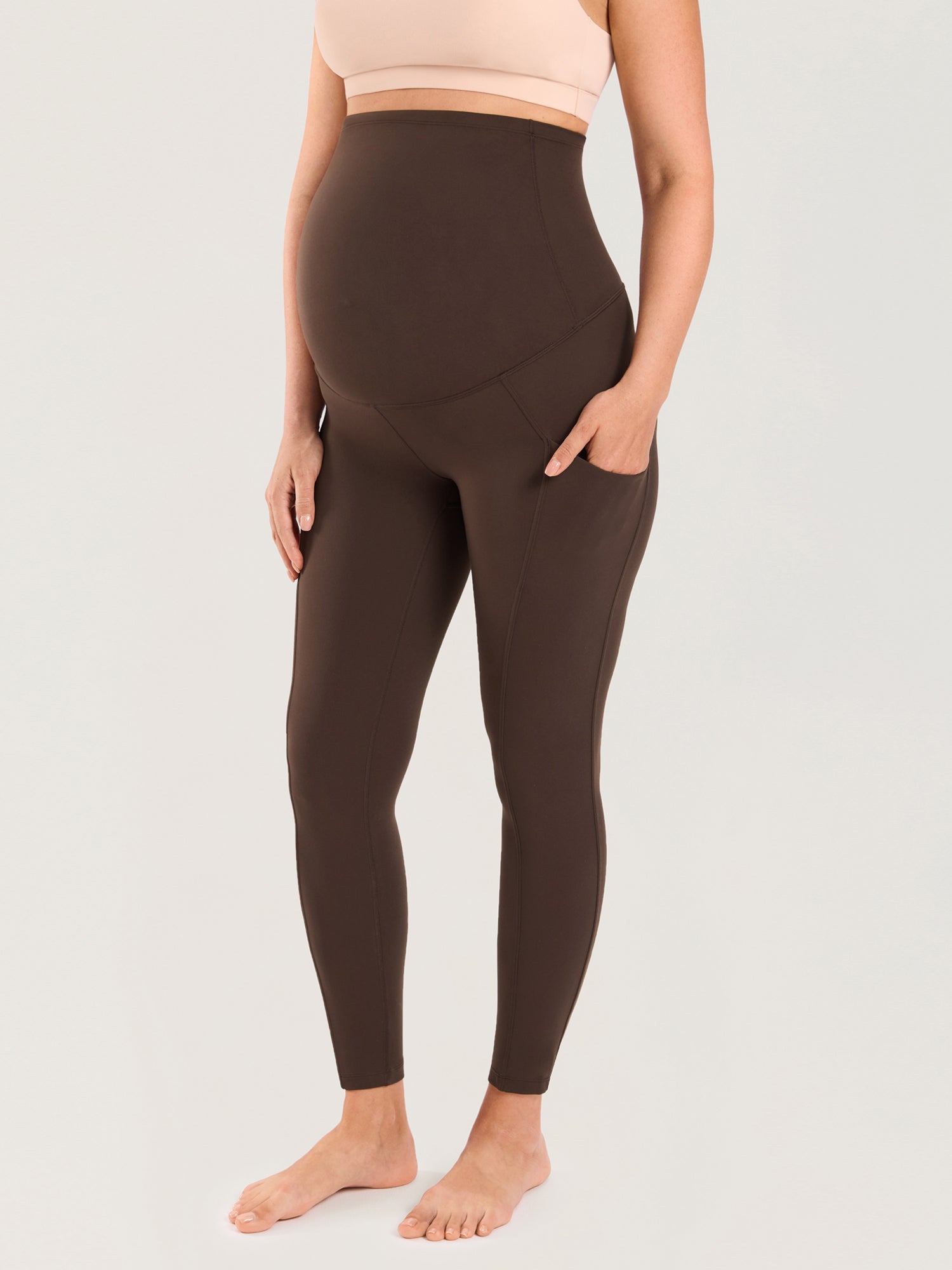 Natrelax® Maternity Leggings with Pockets 25" Clay Brown