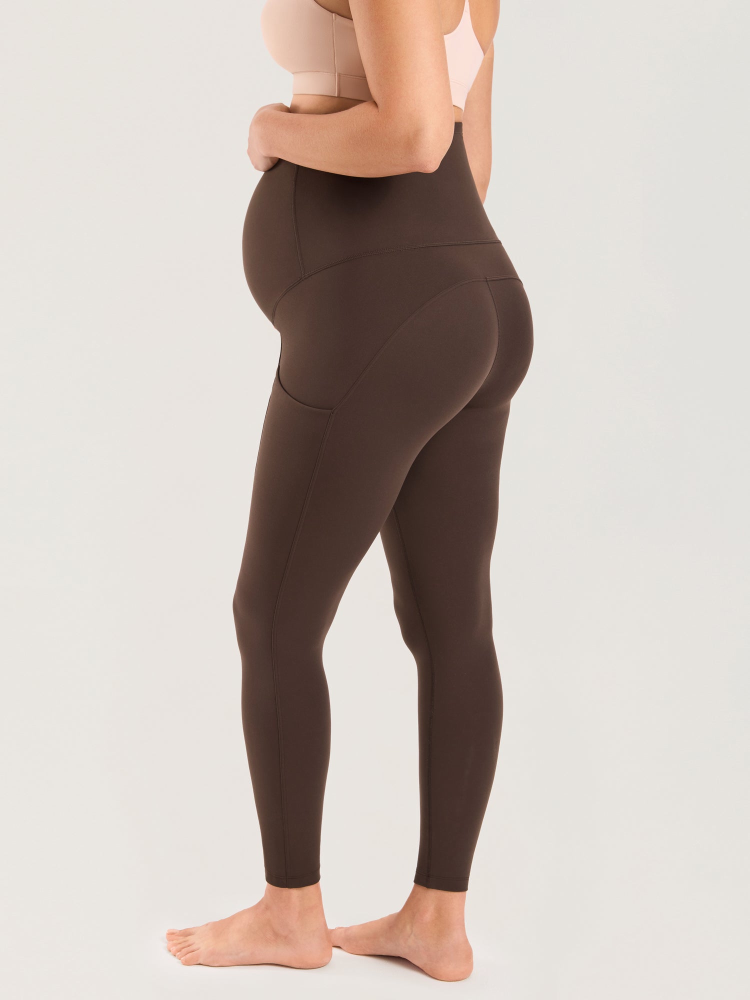Natrelax® Maternity Leggings with Pockets 25" Clay Brown
