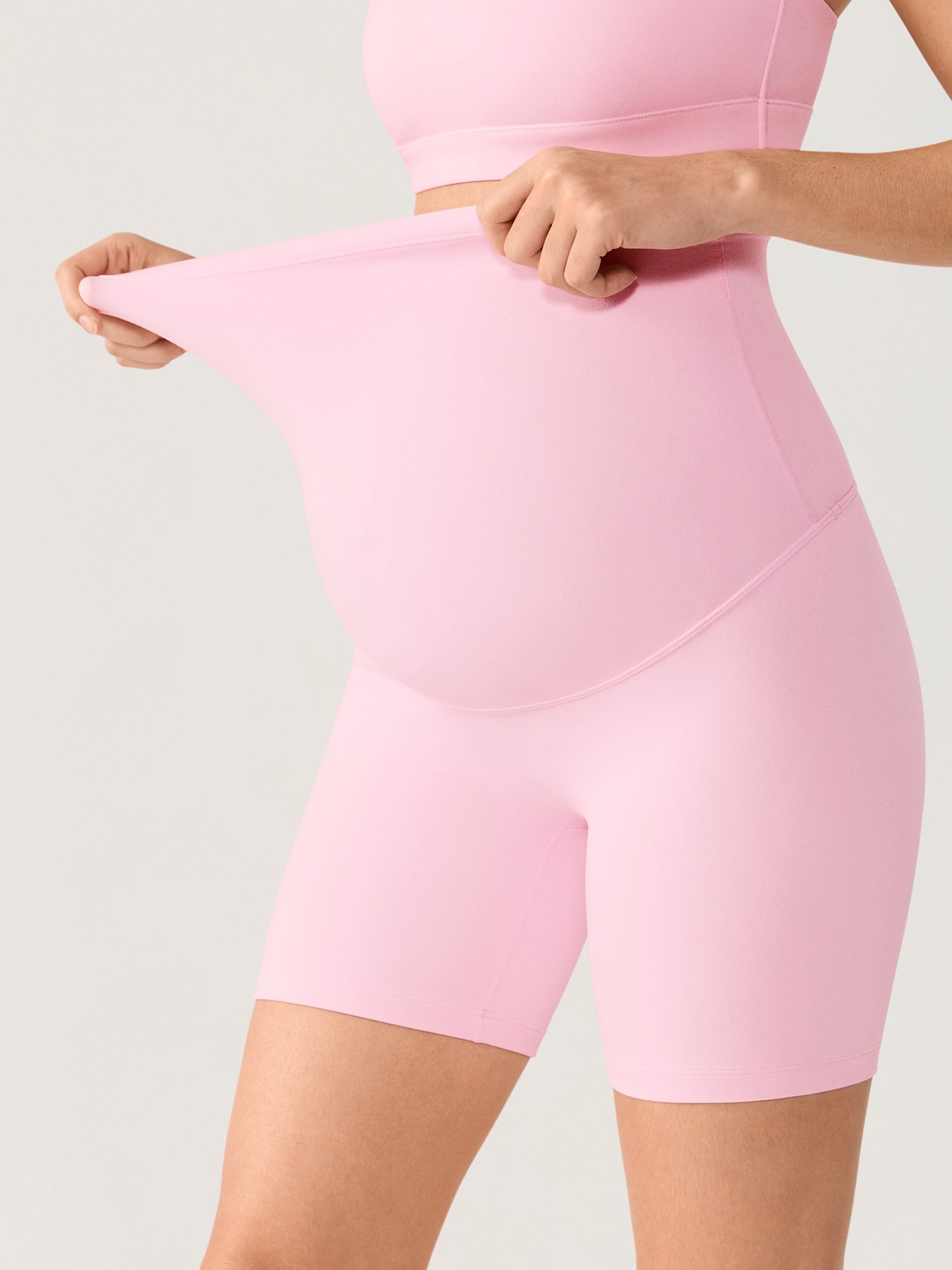 Natrelax® No Front Seam Maternity Shorts 6" Sweet Pink