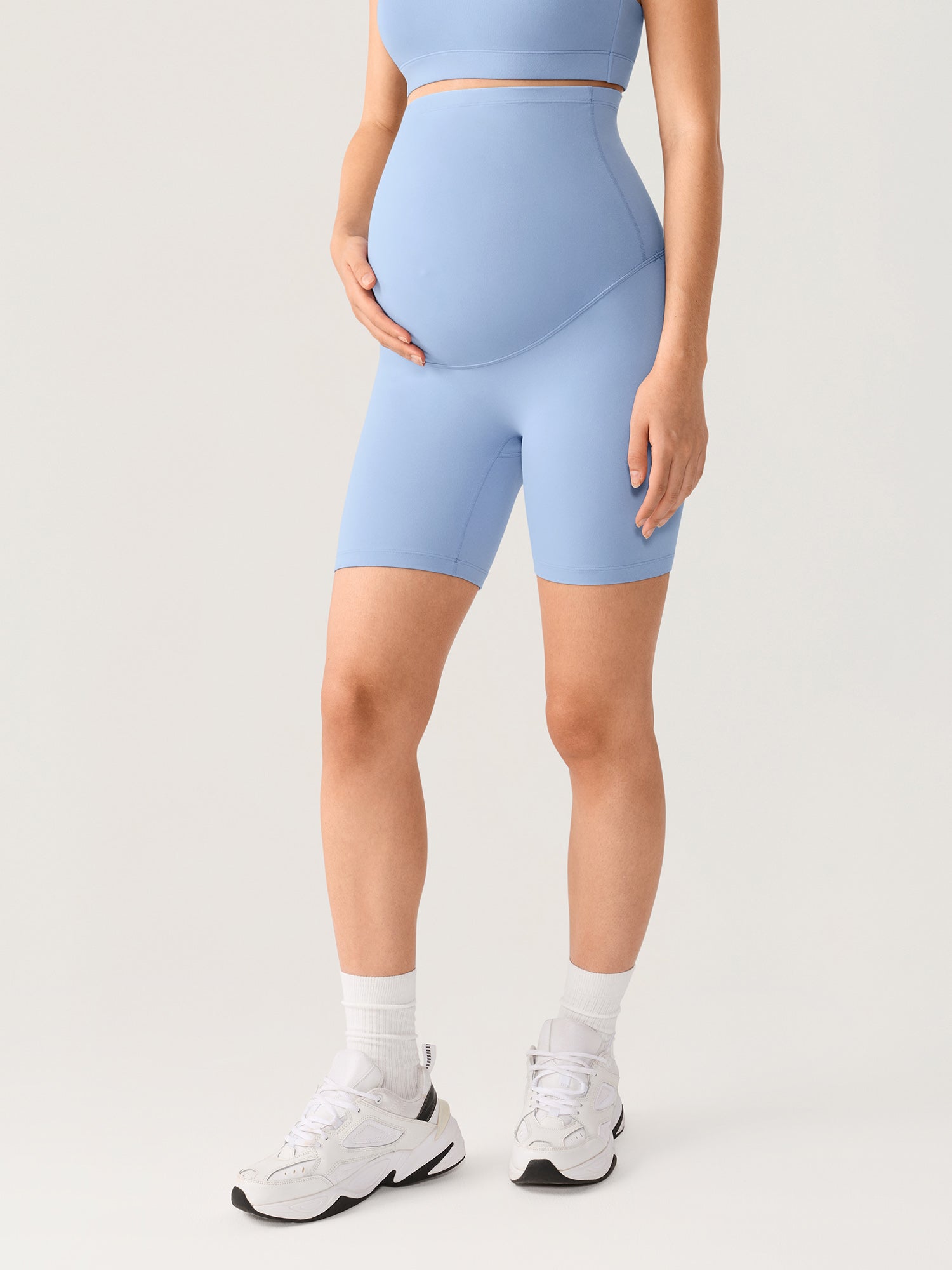 Natrelax® No Front Seam Maternity Shorts 6" Moonlight Blue