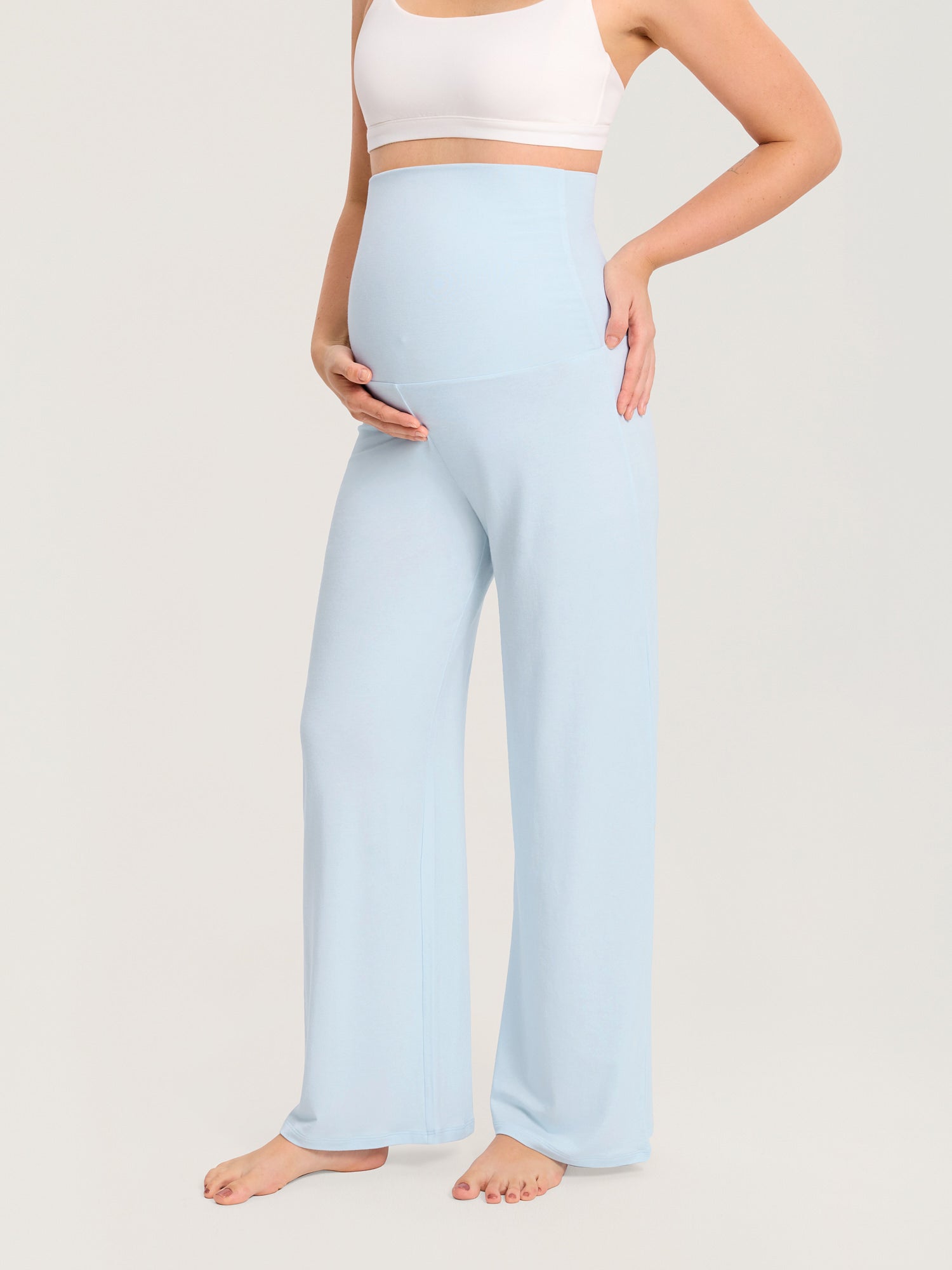 Modal Cotton Foldover Wide-Leg Pants 28.5" ICE