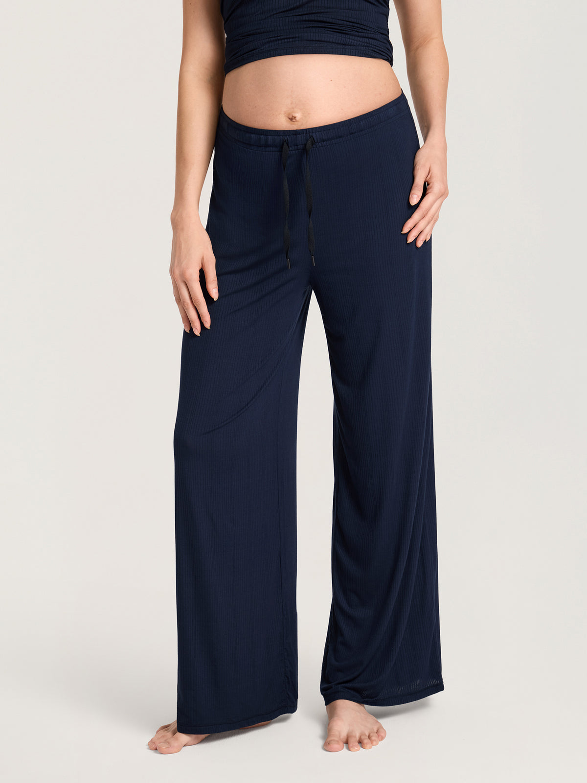 Naturveil Modal Ribbed Maternity Lounge Pants Deep Ocean Blue