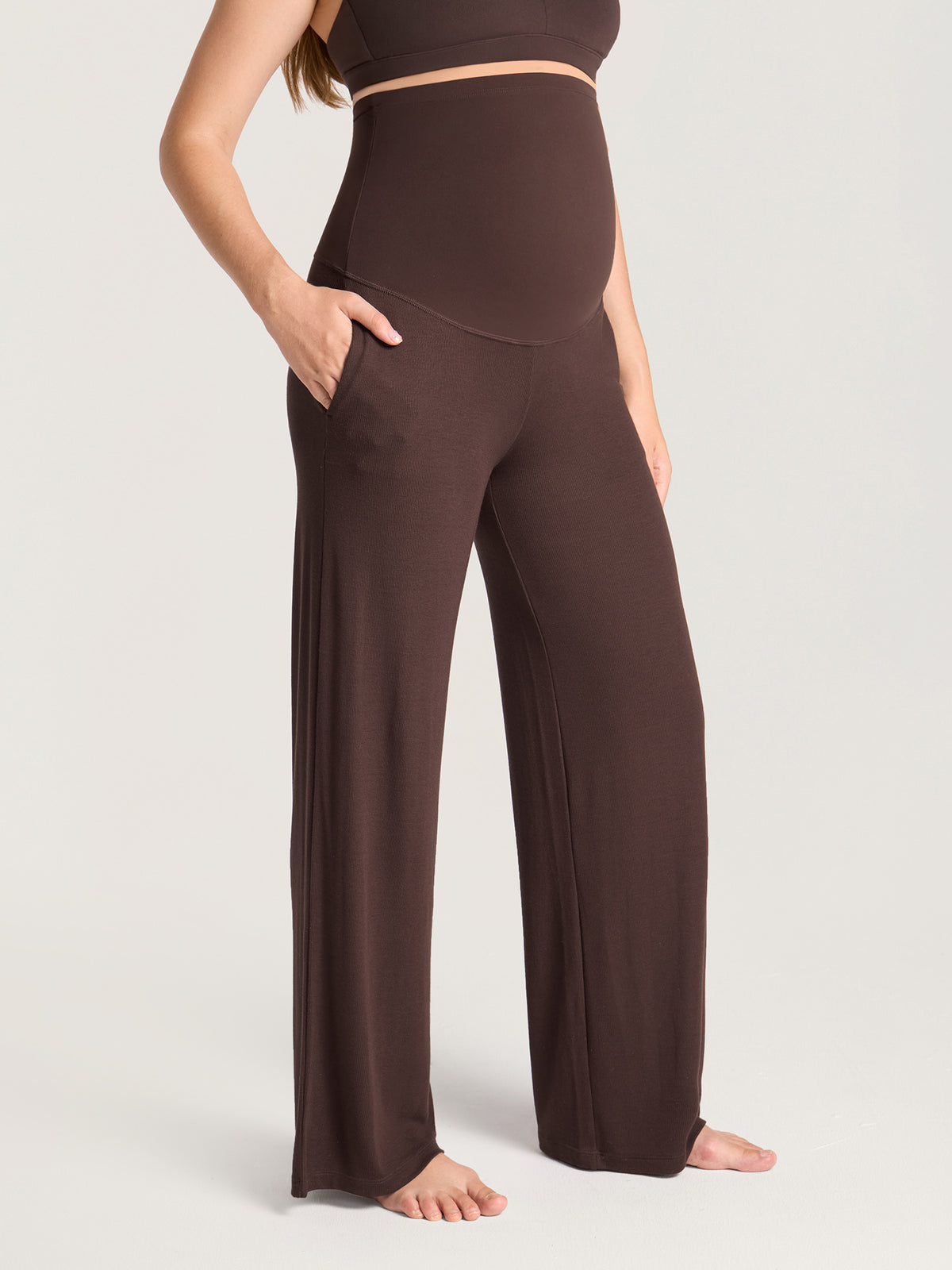 Cotton Rib Maternity Lounge Pants 30" Hot Fudge Brown