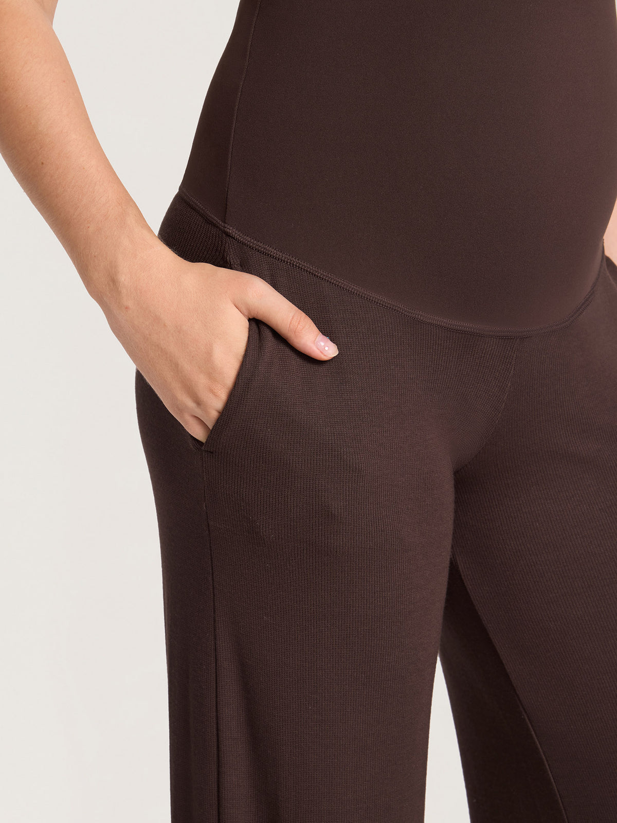 Cotton Rib Maternity Lounge Pants 30" Hot Fudge Brown