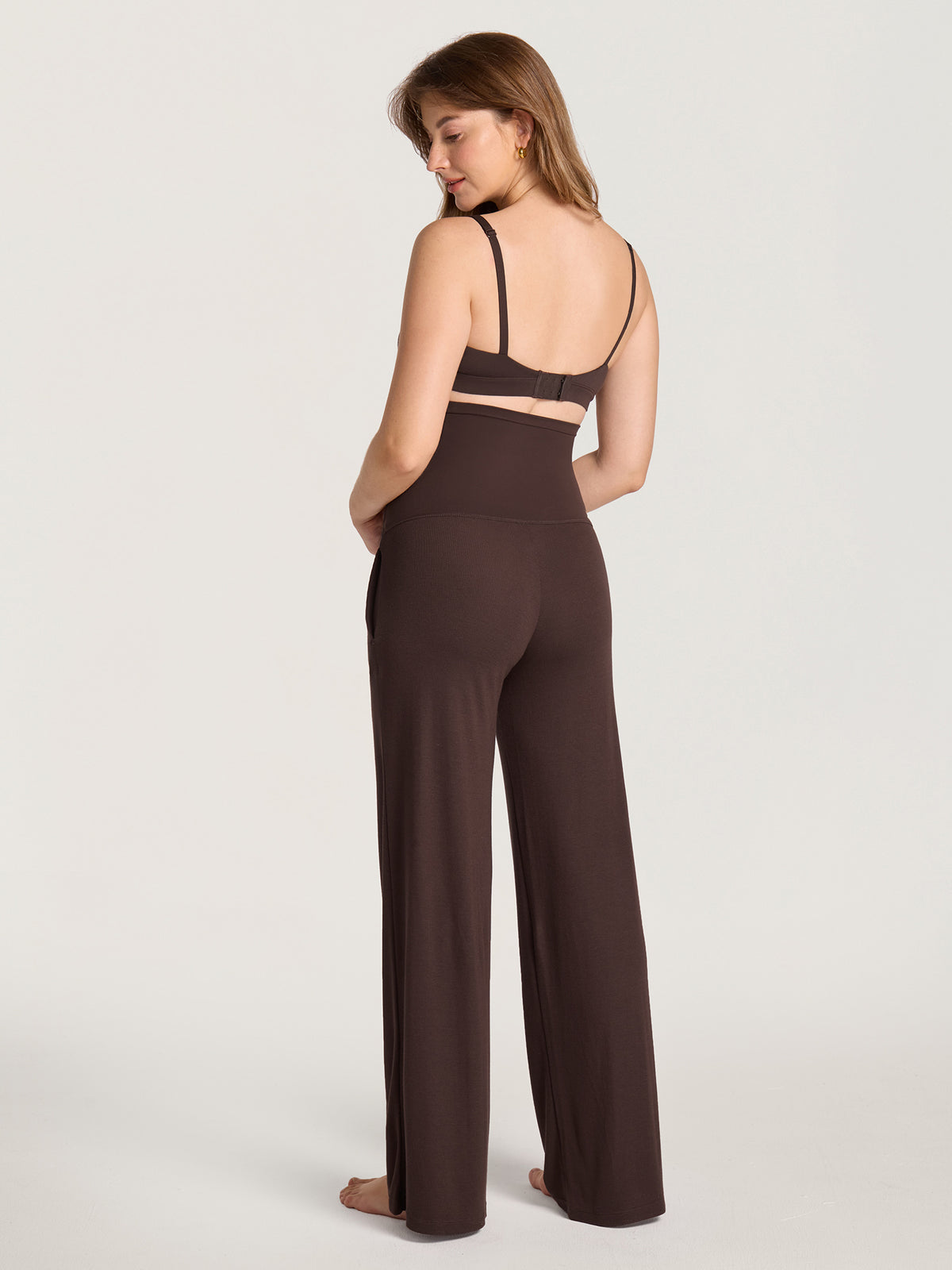 Cotton Rib Maternity Lounge Pants 30" Hot Fudge Brown
