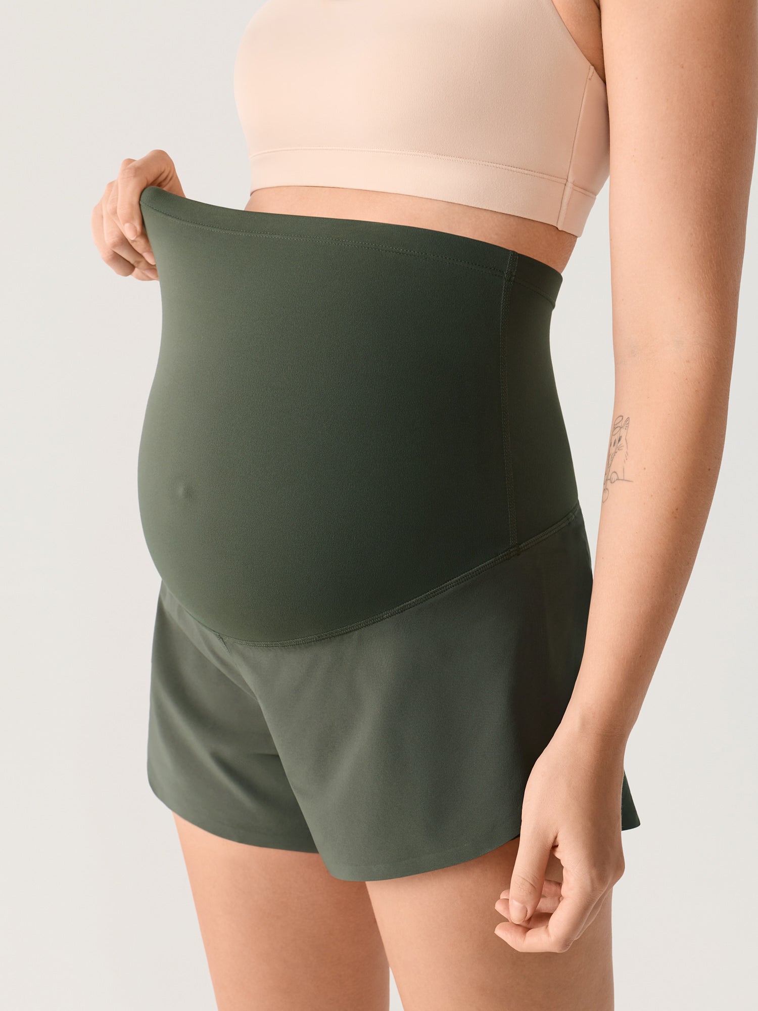 Bloomove™ Maternity Dolphin Shorts - with Inner Pockets Aspen Olive
