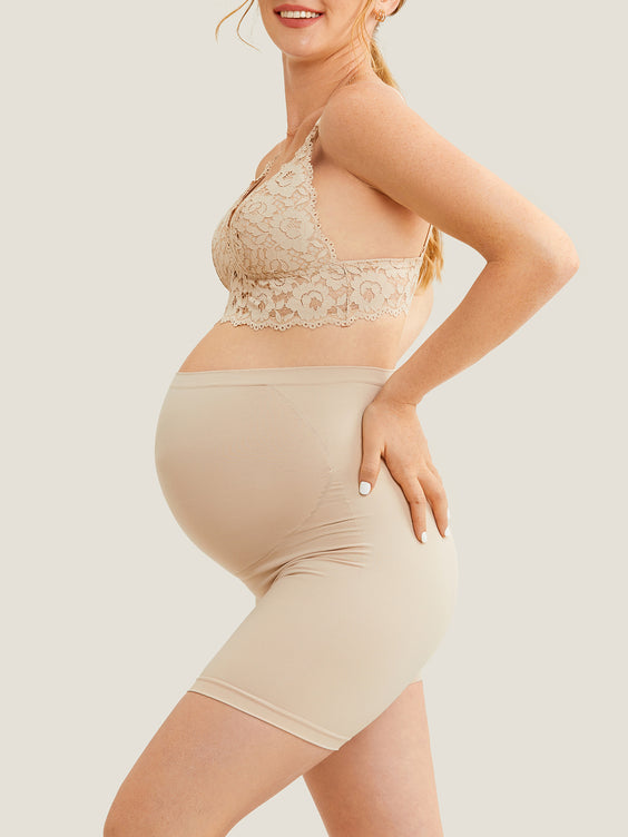 High Waist Shapewear Maternity Shorts|Seamless Cashew